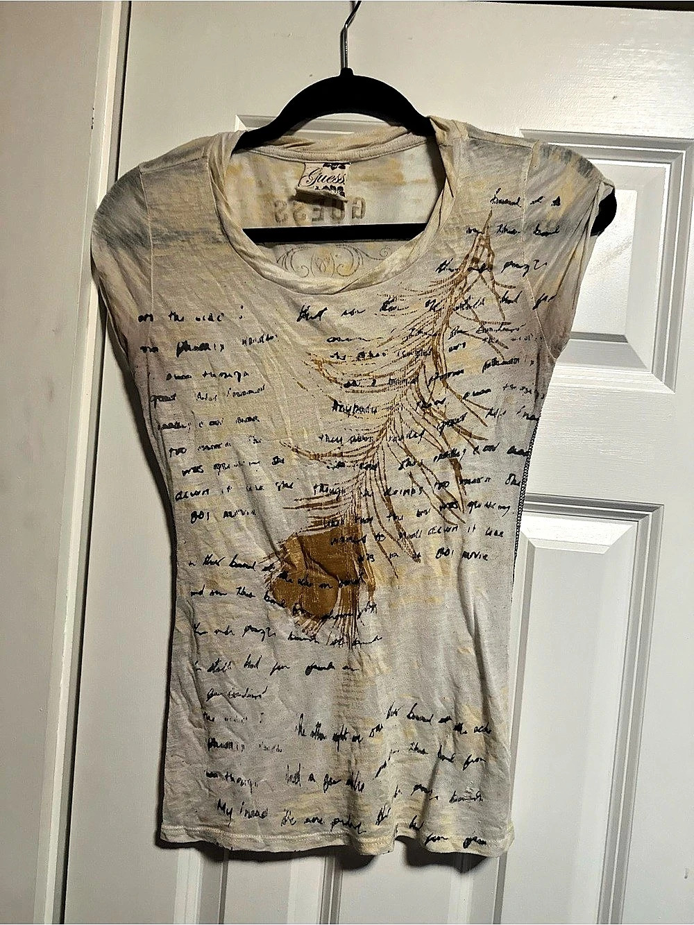 Guess Graphic Short Sleeve Top Size Large